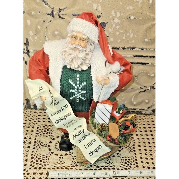 Christmas Santa Claus Saint Nicholas Figurine w/ Sack of Toys & List of Names - Picture 9 of 9